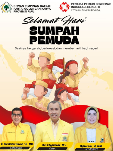 DPD Golkar Riau Ajak Pemuda Bergerak dan Berkreasi di Hari Sumpah Pemuda ke-97